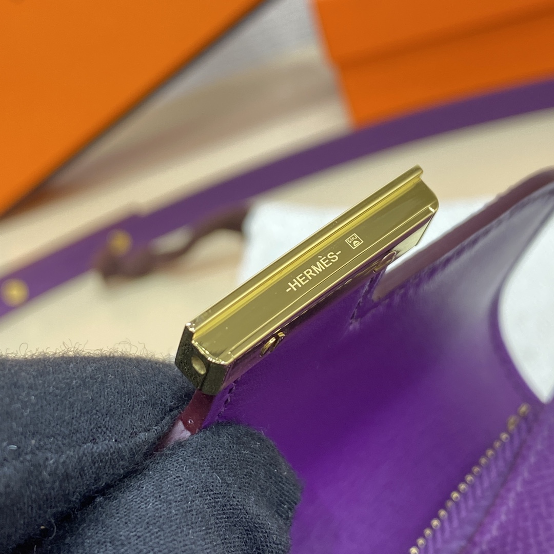 Hermes Constance Slim Wallet Belt Bag In Violet Epsom Leather